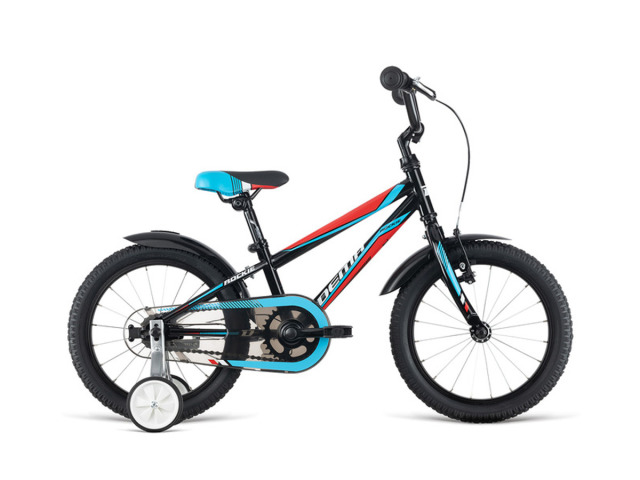 Kvalitný detský 16" bicykel od slovenského výrobcu Dema, postavený na značkových komponentoch. Posed a rovnako aj predstavec je výškovo nastaviteľný. Odnímateľné pomocné kolieska. Vhodný pre deti od 4 - 7 rokov.