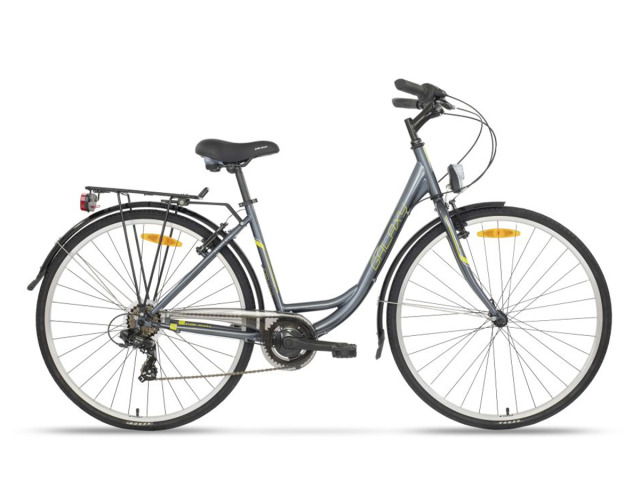 Praktický mestský bicykel do mestskej džungle. Galaxy Melinda vyznáva klasický strih rámu s nízkou rámovou trubkou pre ľahšie nastupovanie, hlavne ak obľubujete sukne. Na bicykli nechýba jediný šikovný doplnok - nosič, blatníky alebo svetla.